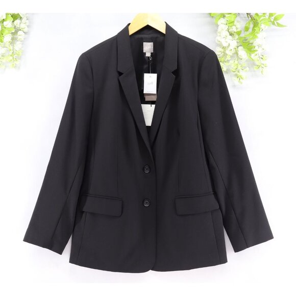 J. Jill Women's Simple 120 Wool Blazer Black Sz 14 NEW - Picture 1 of 9